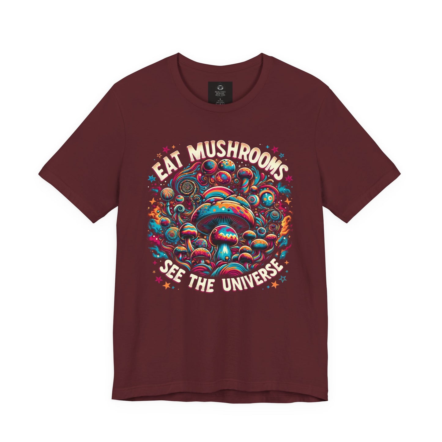 Eat Mushrooms See the Universe T-Shirt | Psychedelic Mushroom Graphic Tee | Trippy Fungi Shirt | Slay Pharma Streetwear