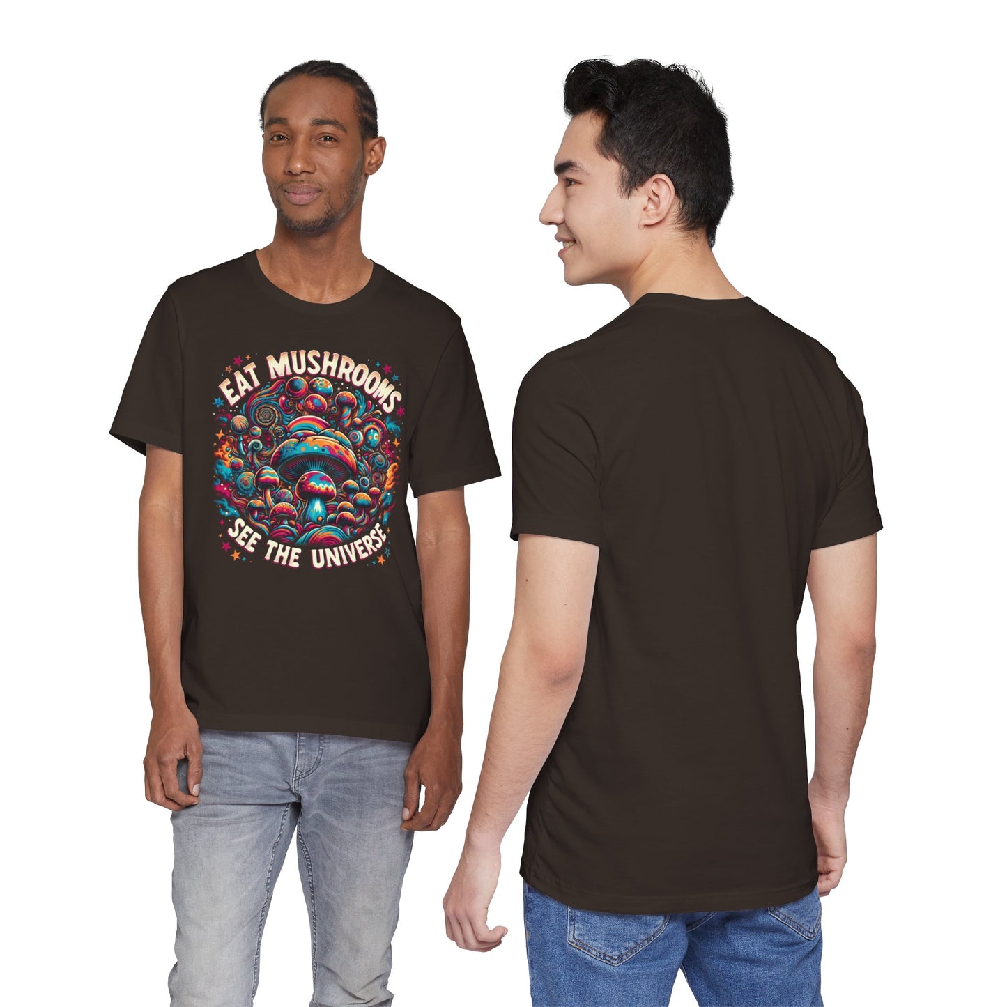 Eat Mushrooms See the Universe T-Shirt | Psychedelic Mushroom Graphic Tee | Trippy Fungi Shirt | Slay Pharma Streetwear