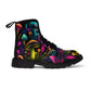 Women's psychedelic mushroom canvas festival boots