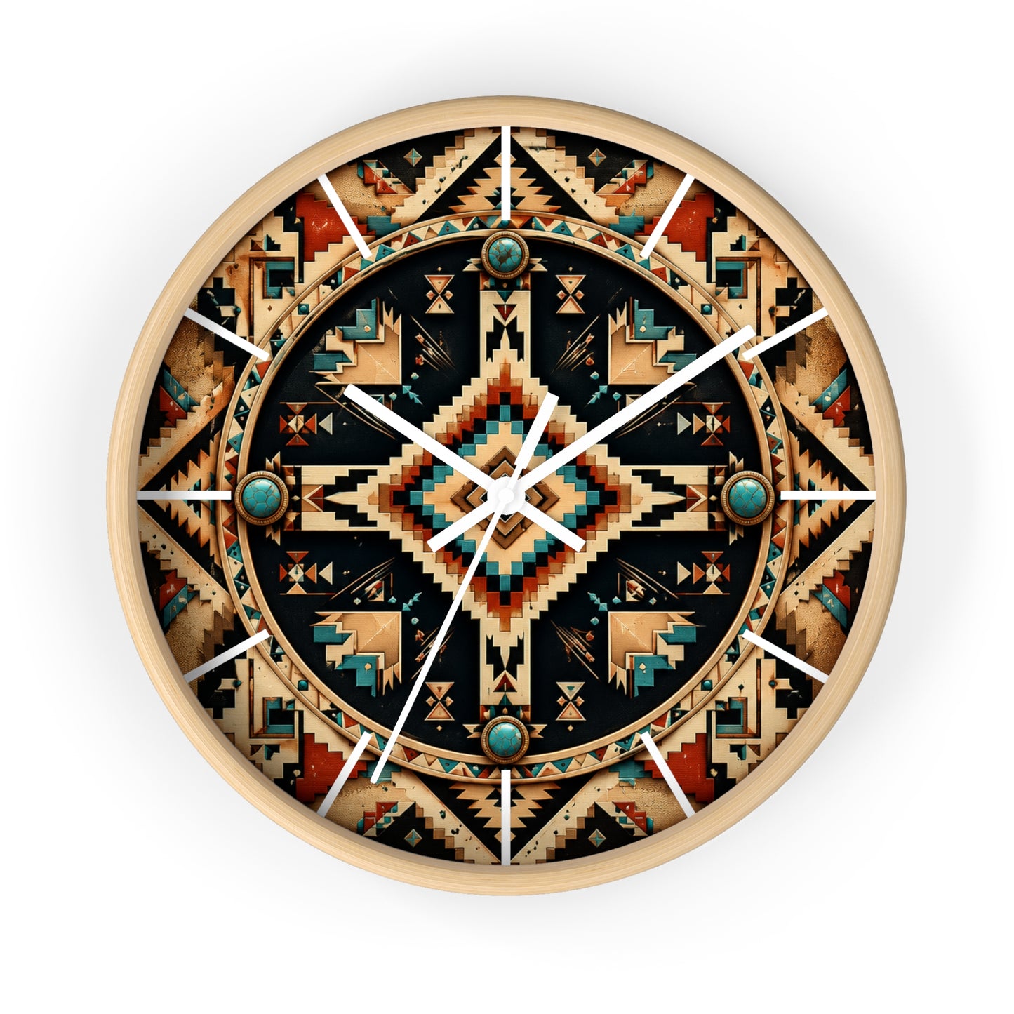 Desert Harmony Geometric Navajo-Inspired Wall Clock