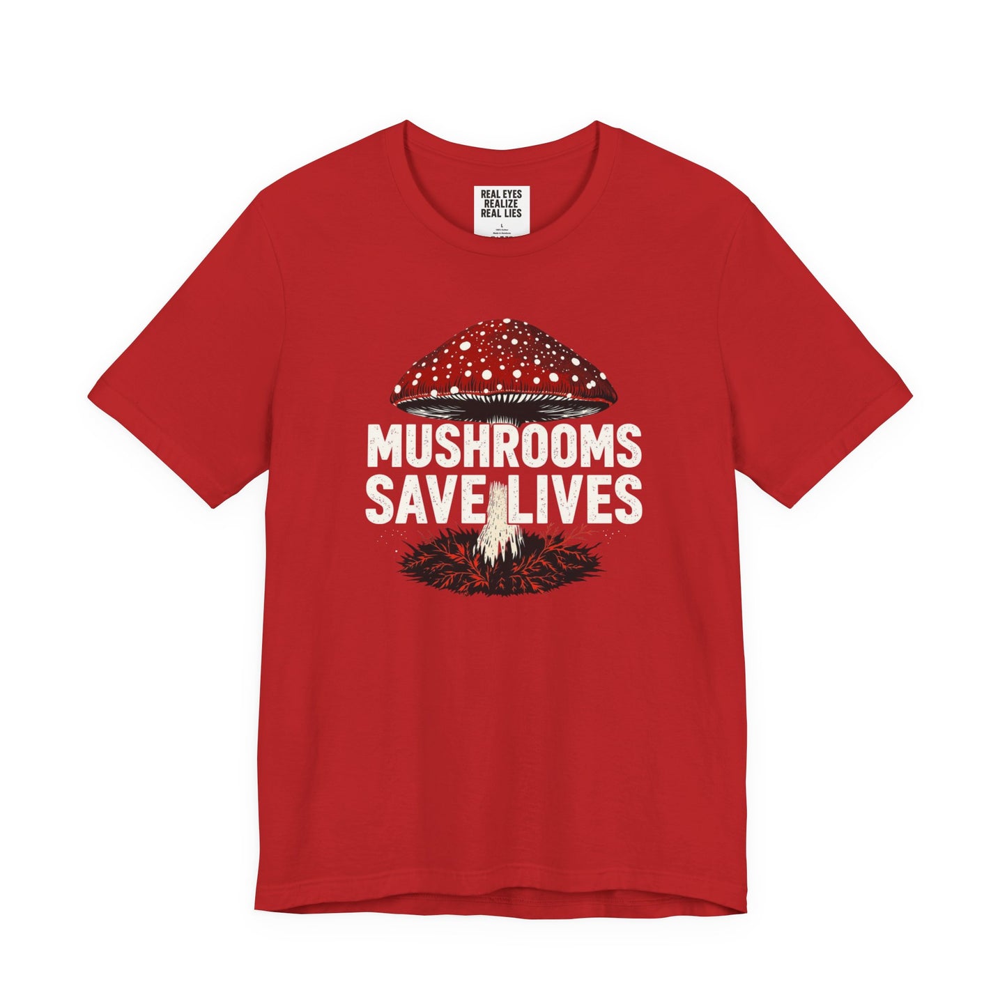 Mushrooms Save Lives T-Shirt | Amanita Mushroom Graphic Tee | Mushroom Culture Shirt | Slay Pharma Streetwear