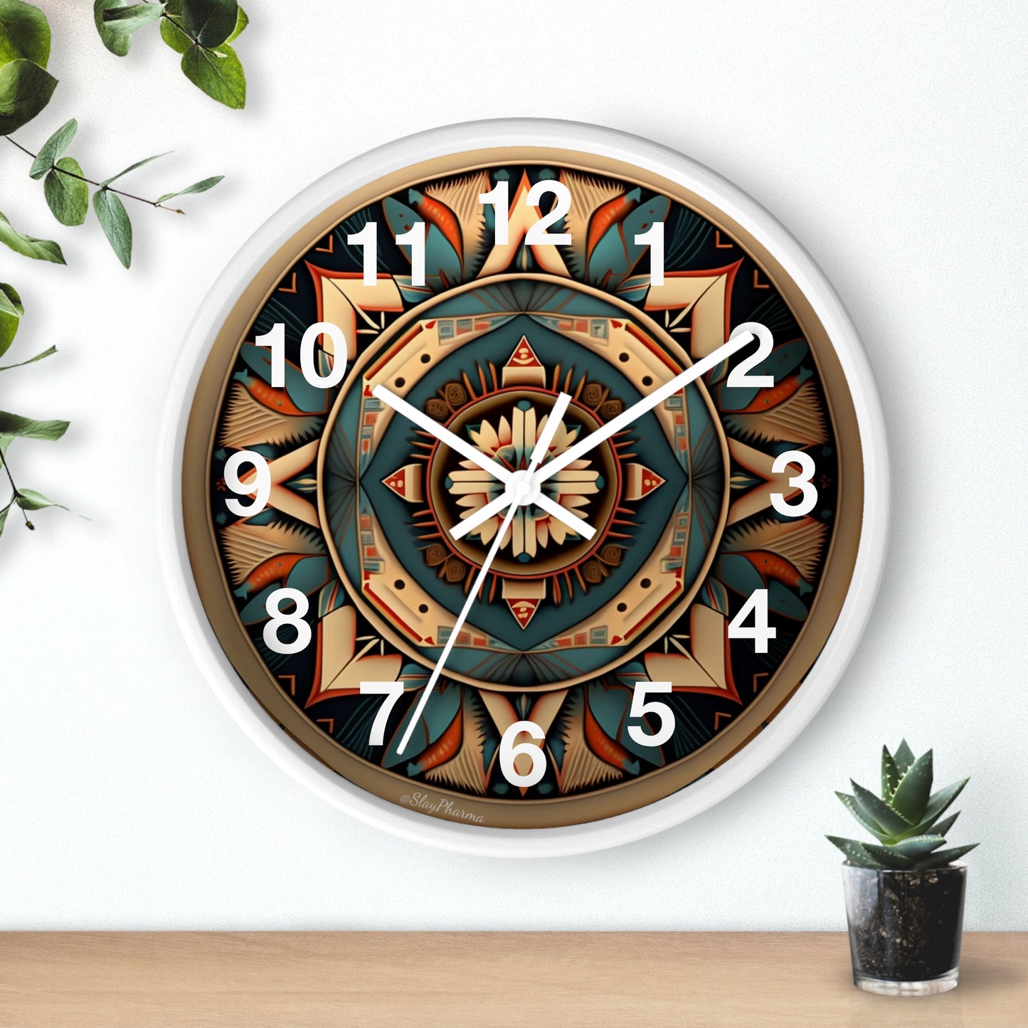 Native American pattern Wall Clock #1w/ numbers