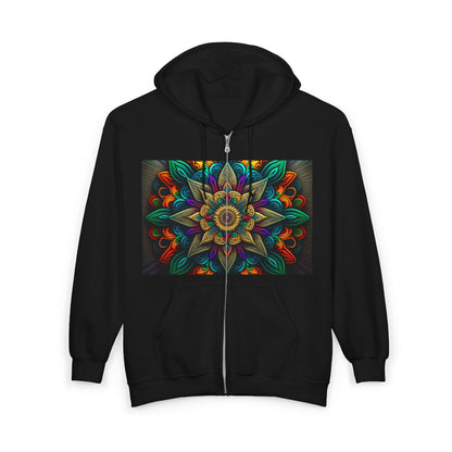 Colorful Floral Zip-Up Hoodie for Art Lovers, Cozy Layering, Perfect Gift for Birthdays, Festivals, Casual Wear, Unisex Hoodie