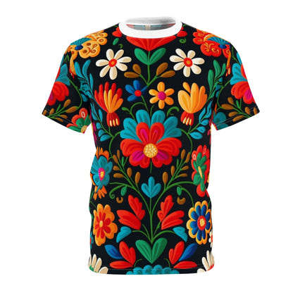 Retro Floral Folk Tee – Unisex All-Over Print