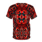 Crimson Geometry – Bold Abstract Unisex Tee