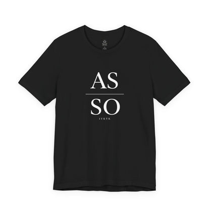 Black t-shirt featuring minimalist As Above So Below inspired typography with white lettering and subtle IYKYK detail.