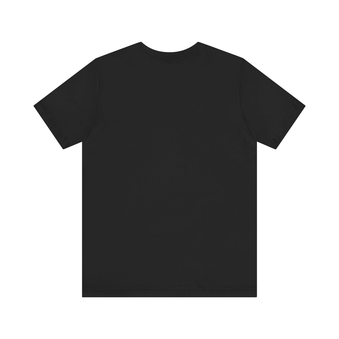 Back view of plain black The First Pharmacy Was a Garden t-shirt.