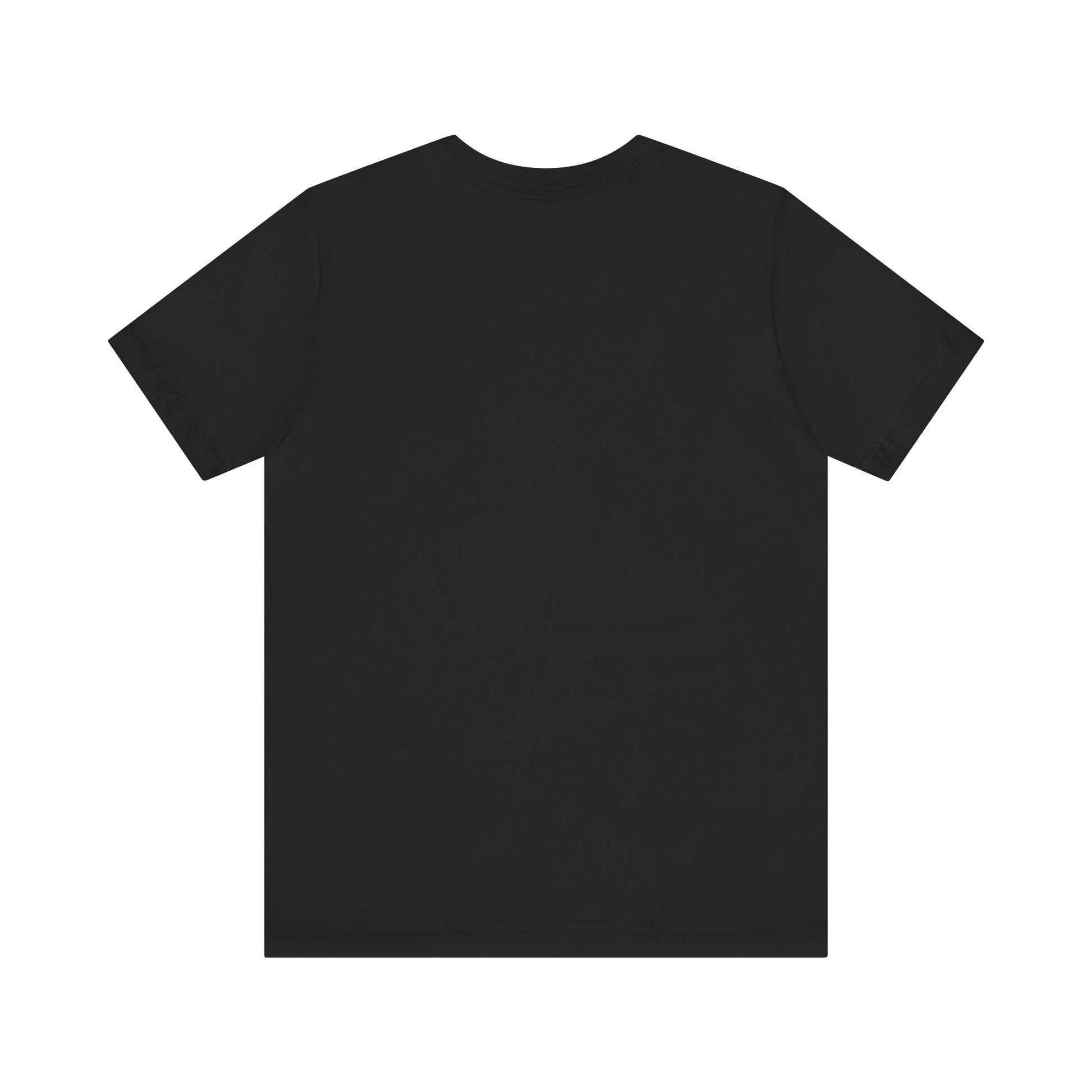 Back view of plain black The First Pharmacy Was a Garden t-shirt.
