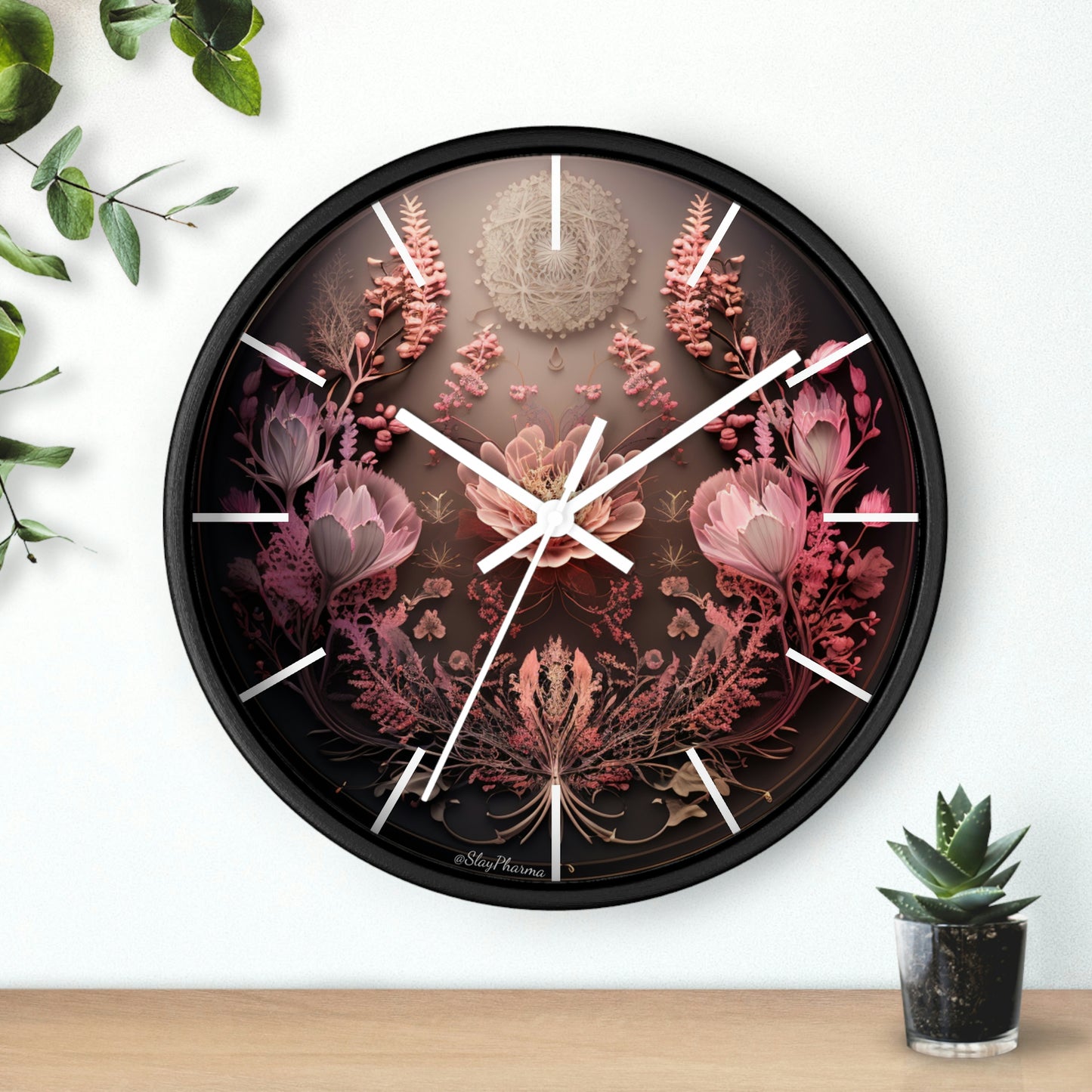 3D Flowers Wall Clock w/ lines