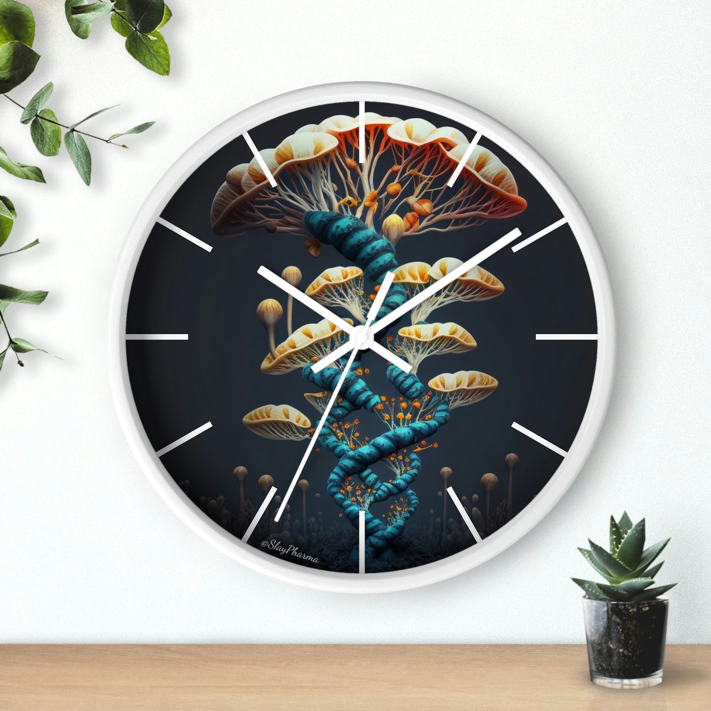 Infinite Mushroom DNA Wall Clock w/ lines