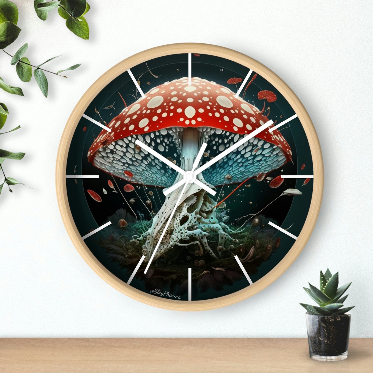 Amanita Dreams Wall Clock #4 w/ lines