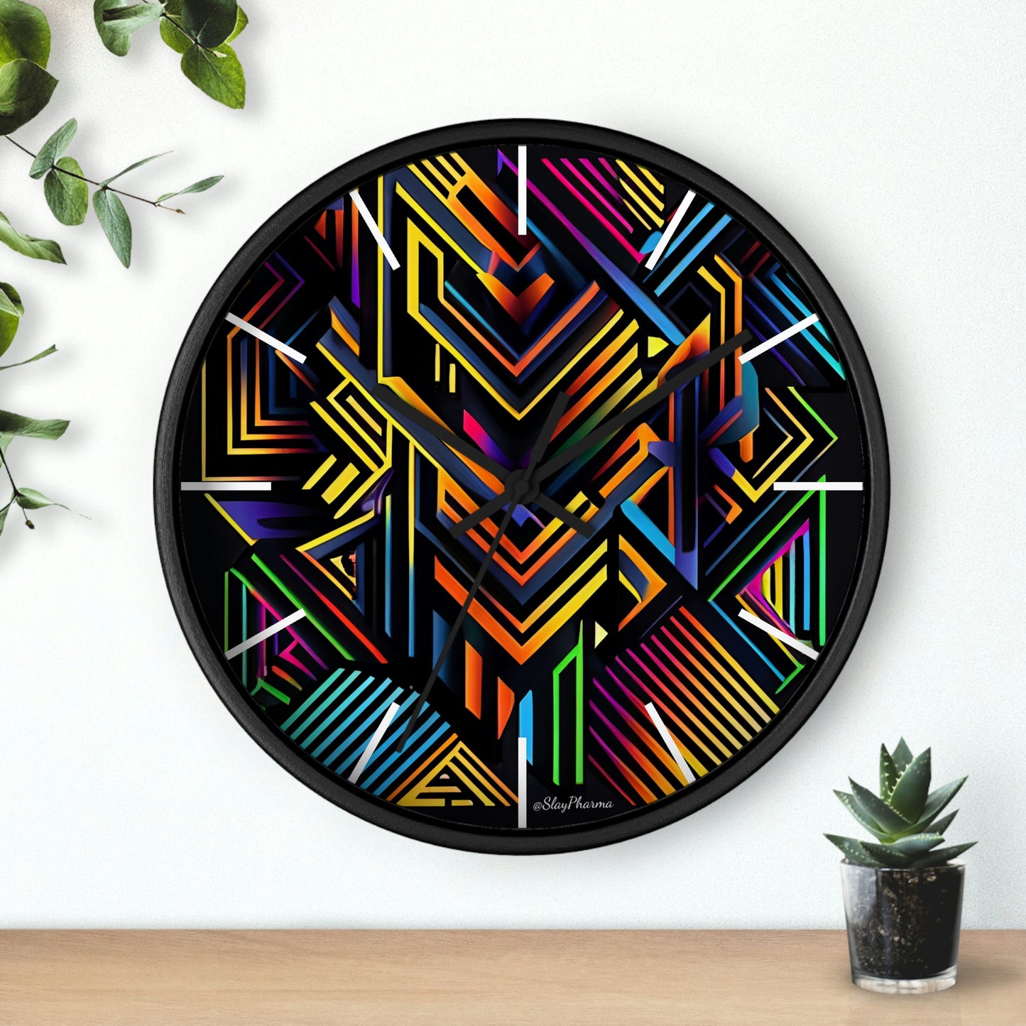 Geometric Wall Clock #3 w/ lines