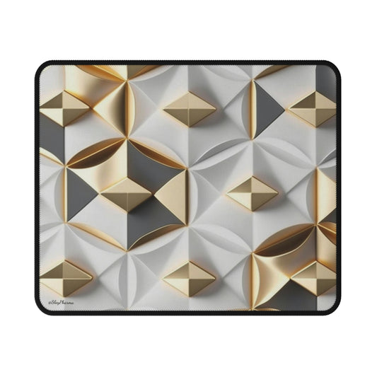 White and Gold Geometric Pattern Mouse Pad #2