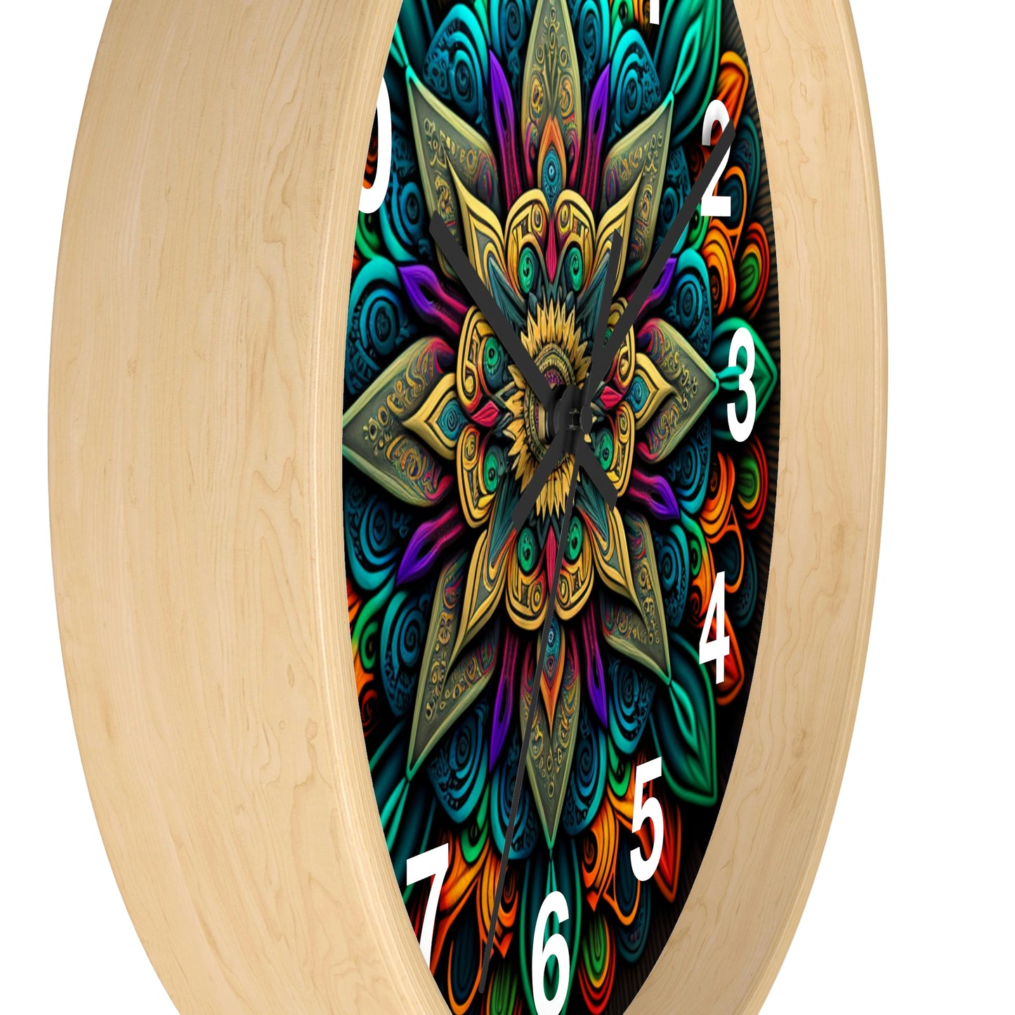 Mandala pattern Wall Clock #2 w/ numbers