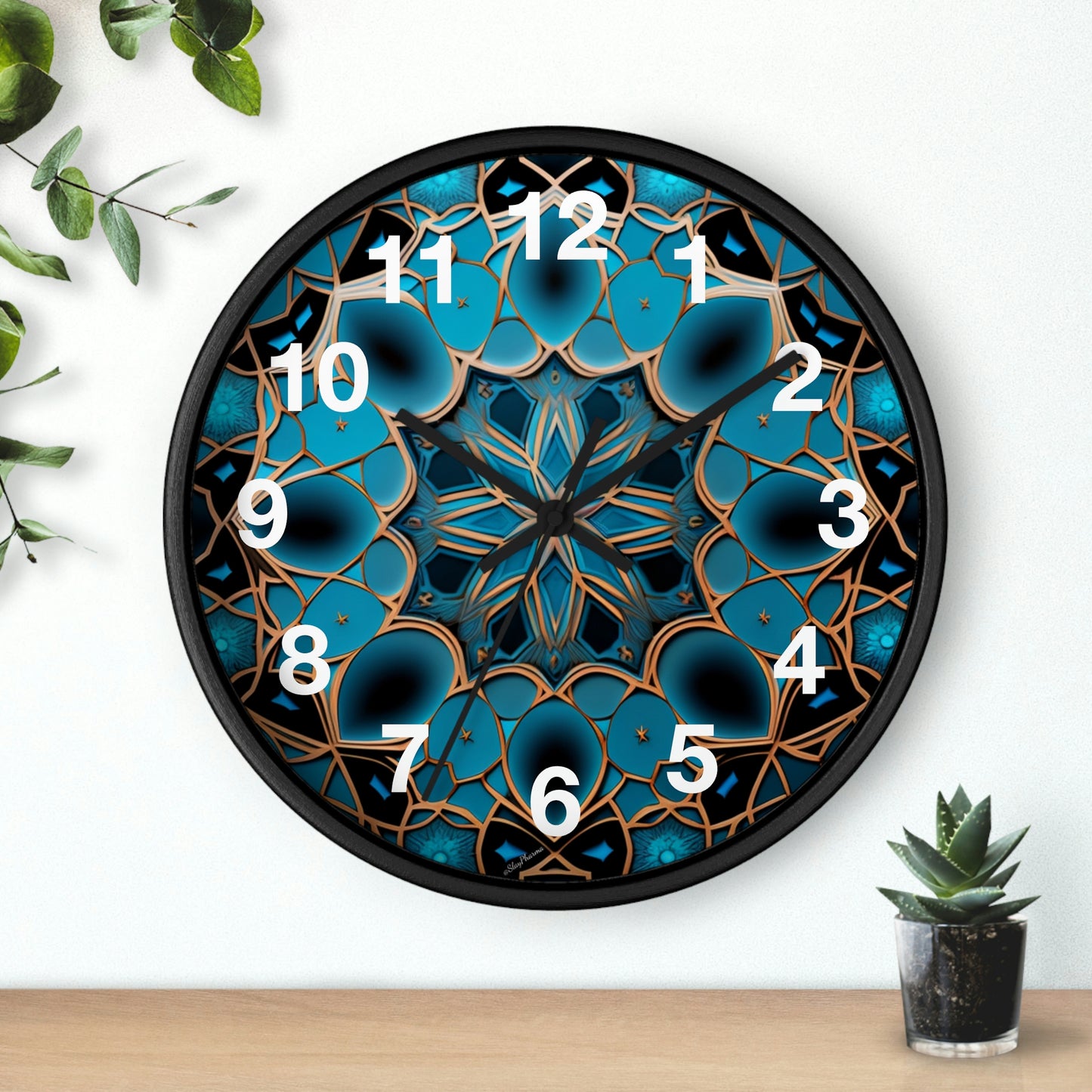 Muqarnas pattern Wall Clock #2 w/ numbers