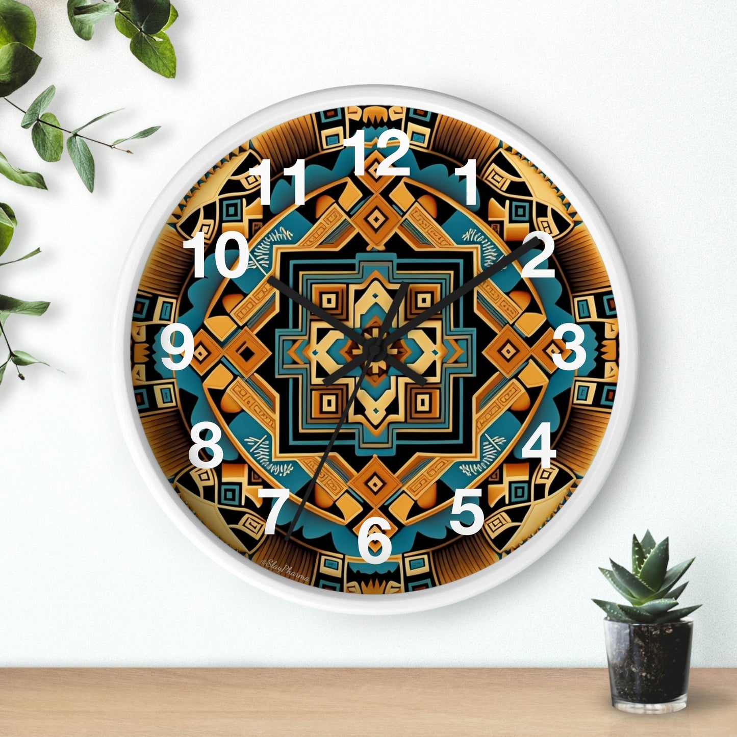 Native American pattern Wall Clock #3 w/ numbers