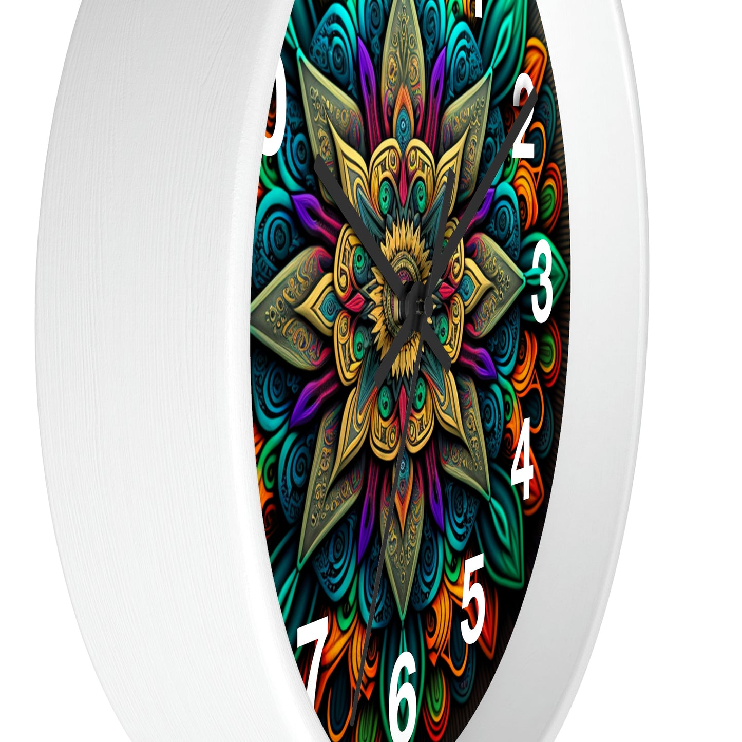 Mandala pattern Wall Clock #2 w/ numbers