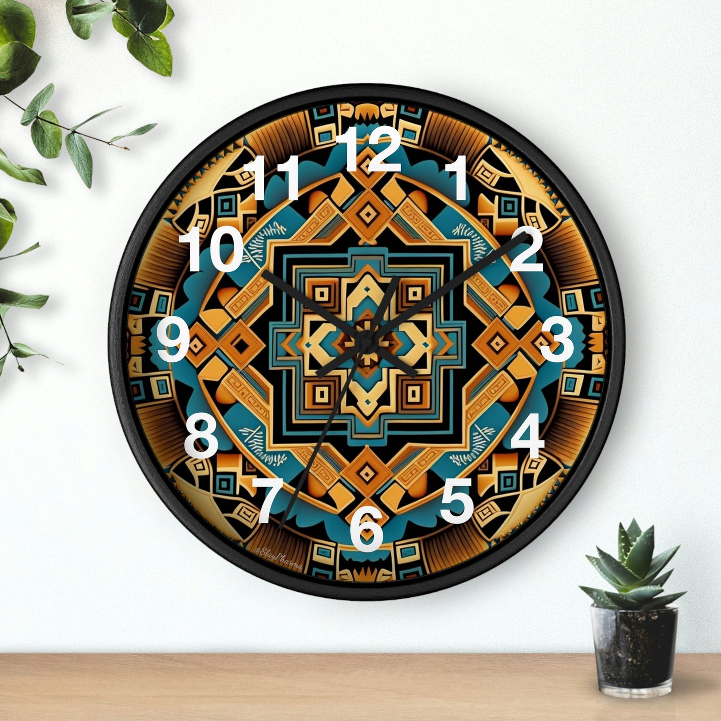 Native American pattern Wall Clock #3 w/ numbers