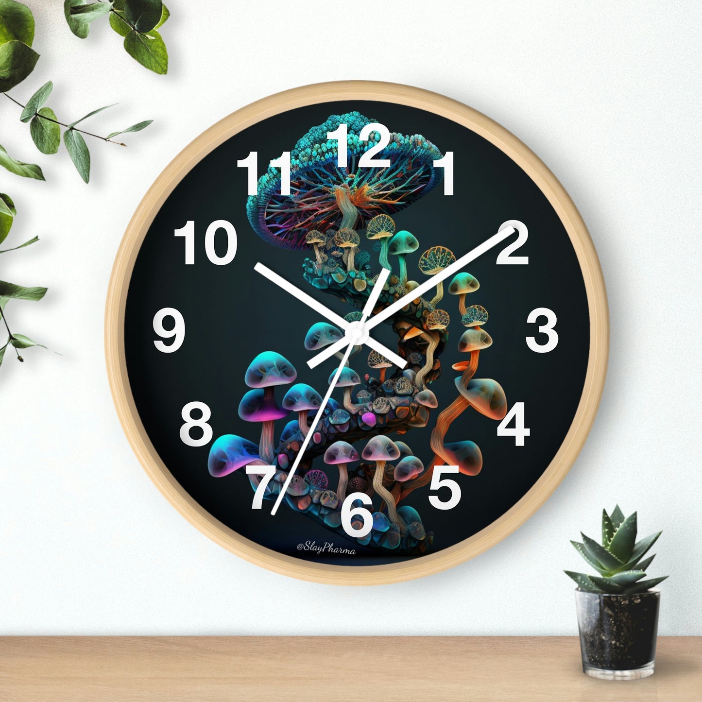 Infinite Mushroom DNA Wall Clock #3 w/ numbers