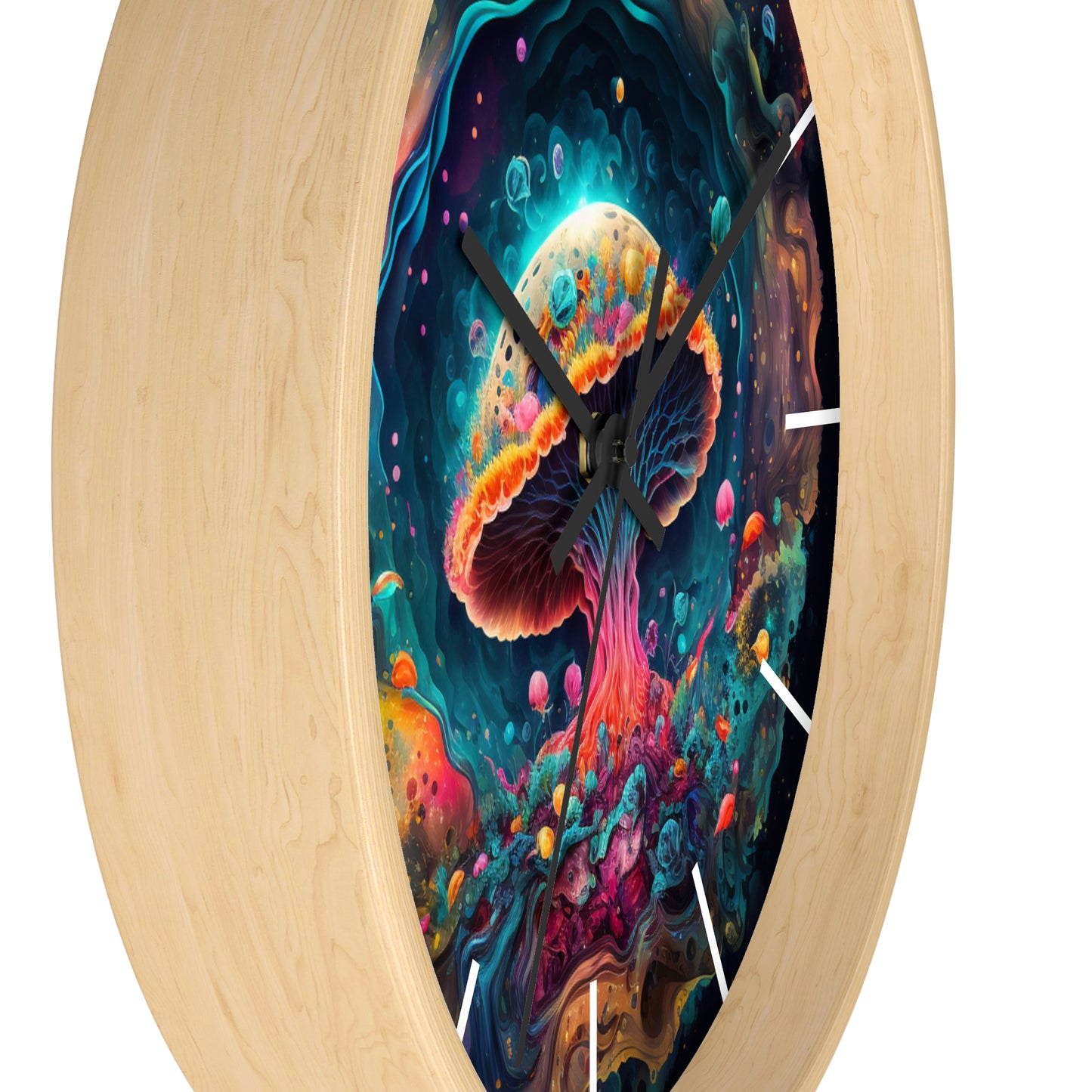 Glowing Mushroom Universe Wall Clock w/ lines