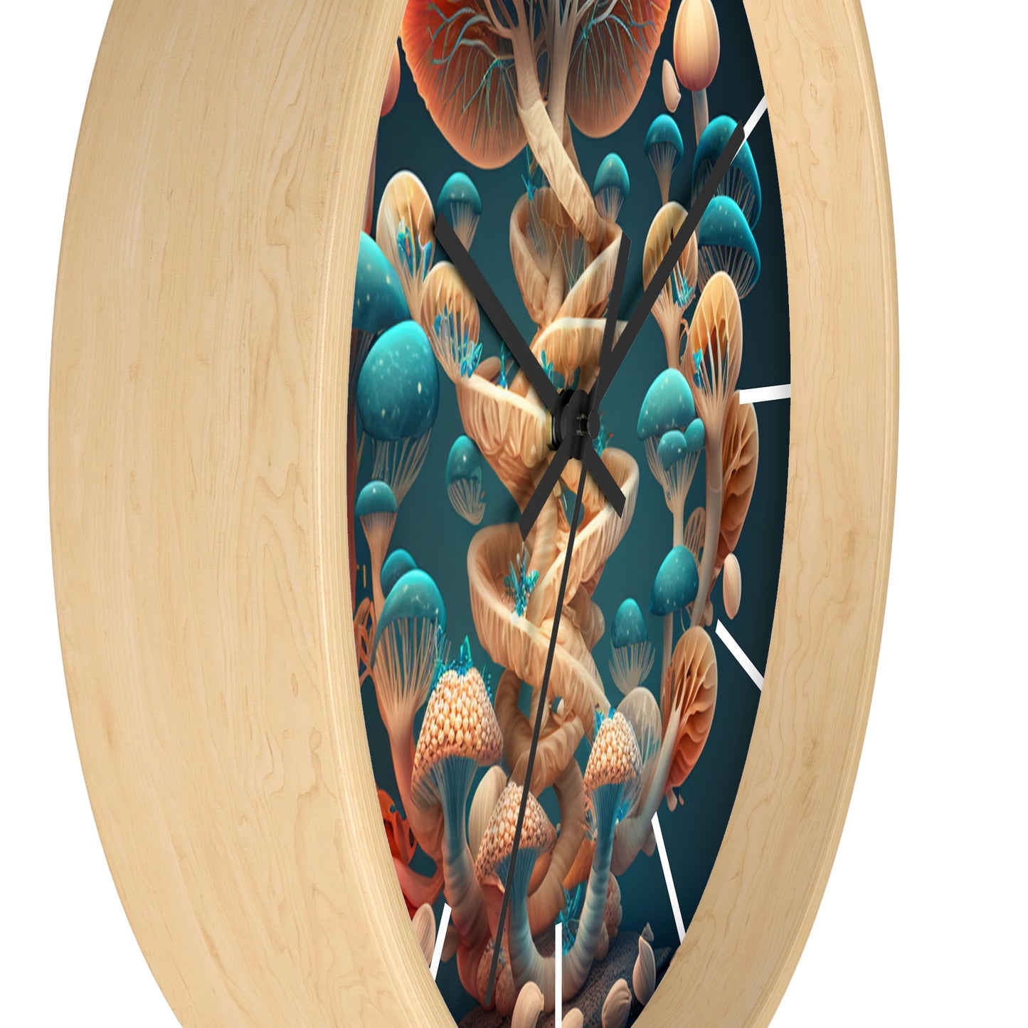 Infinite Mushroom DNA Wall Clock #2 w/ lines