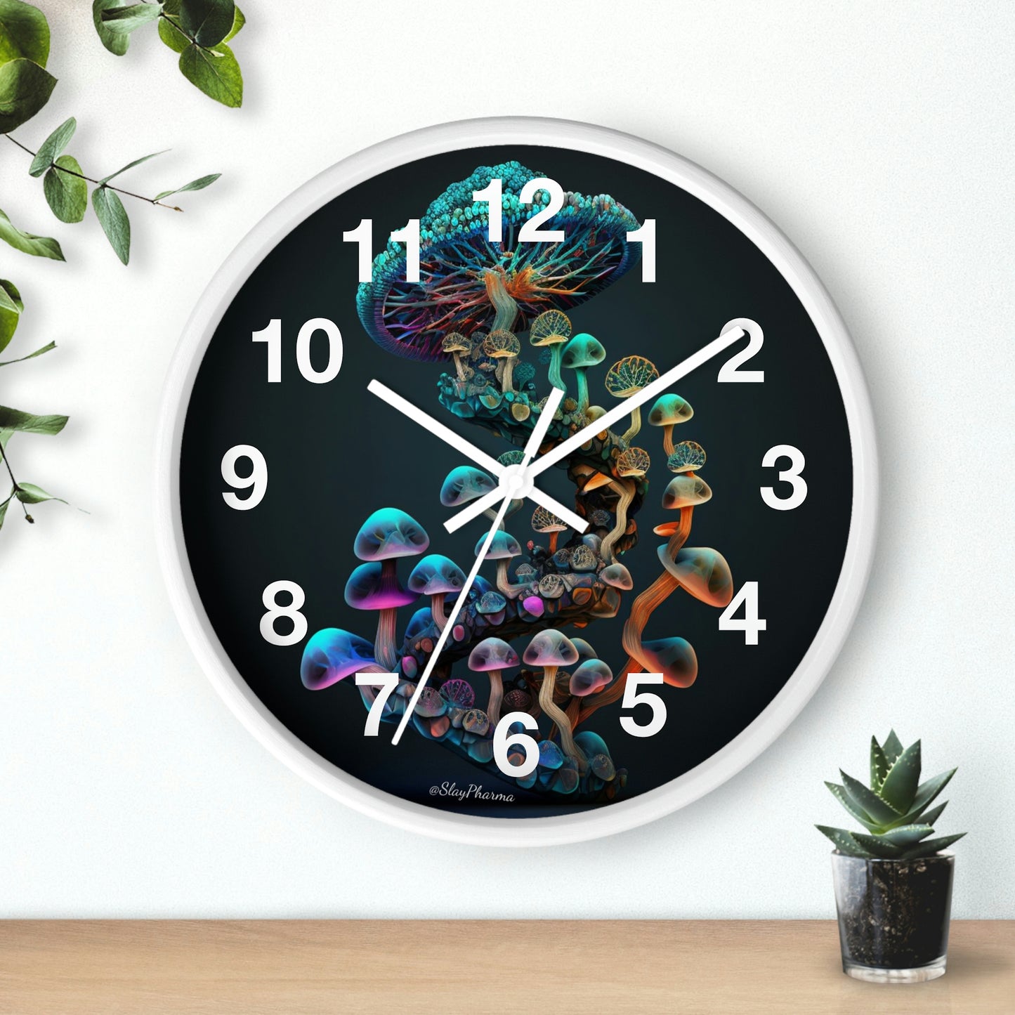 Infinite Mushroom DNA Wall Clock #3 w/ numbers