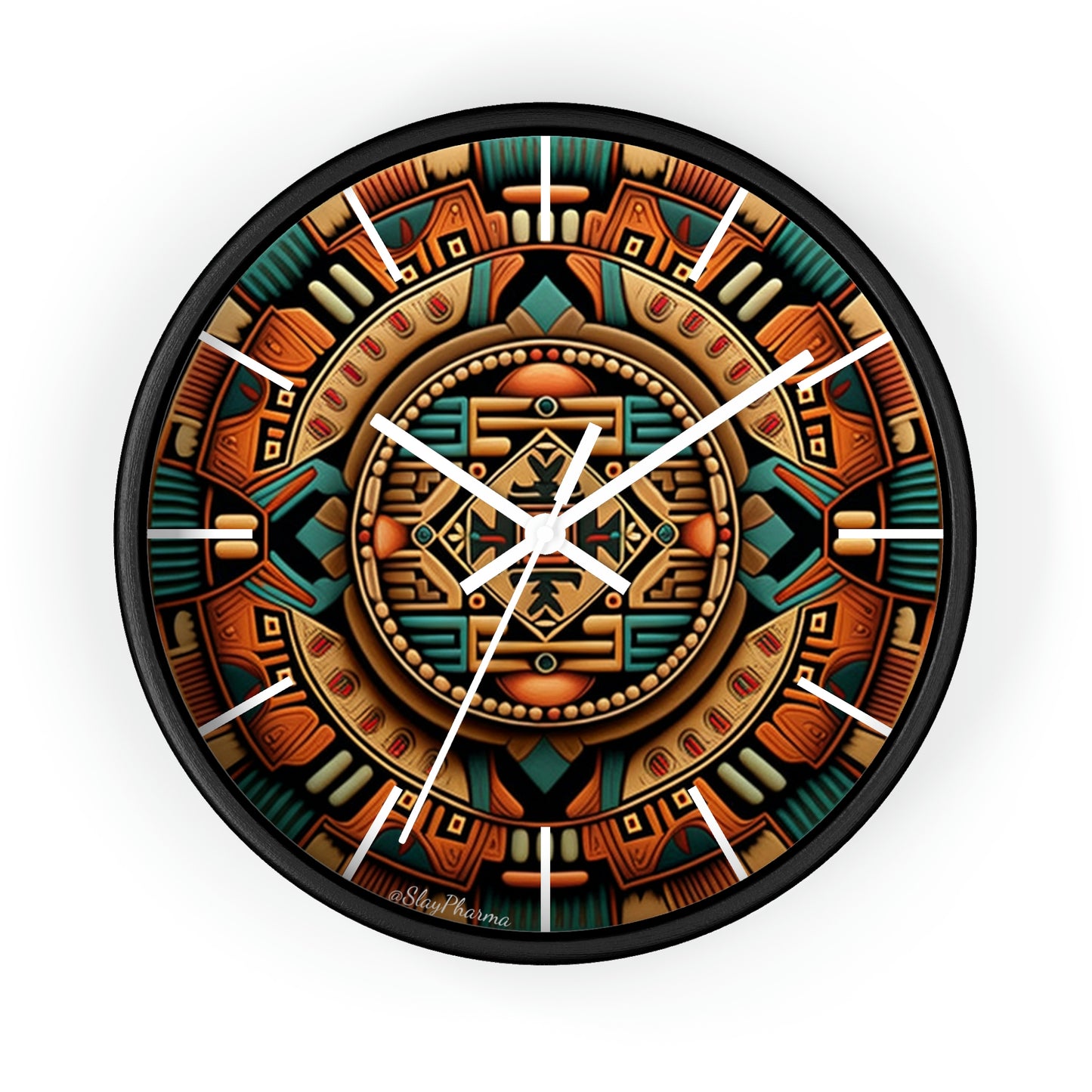 Native American pattern Wall Clock #2 w/ lines