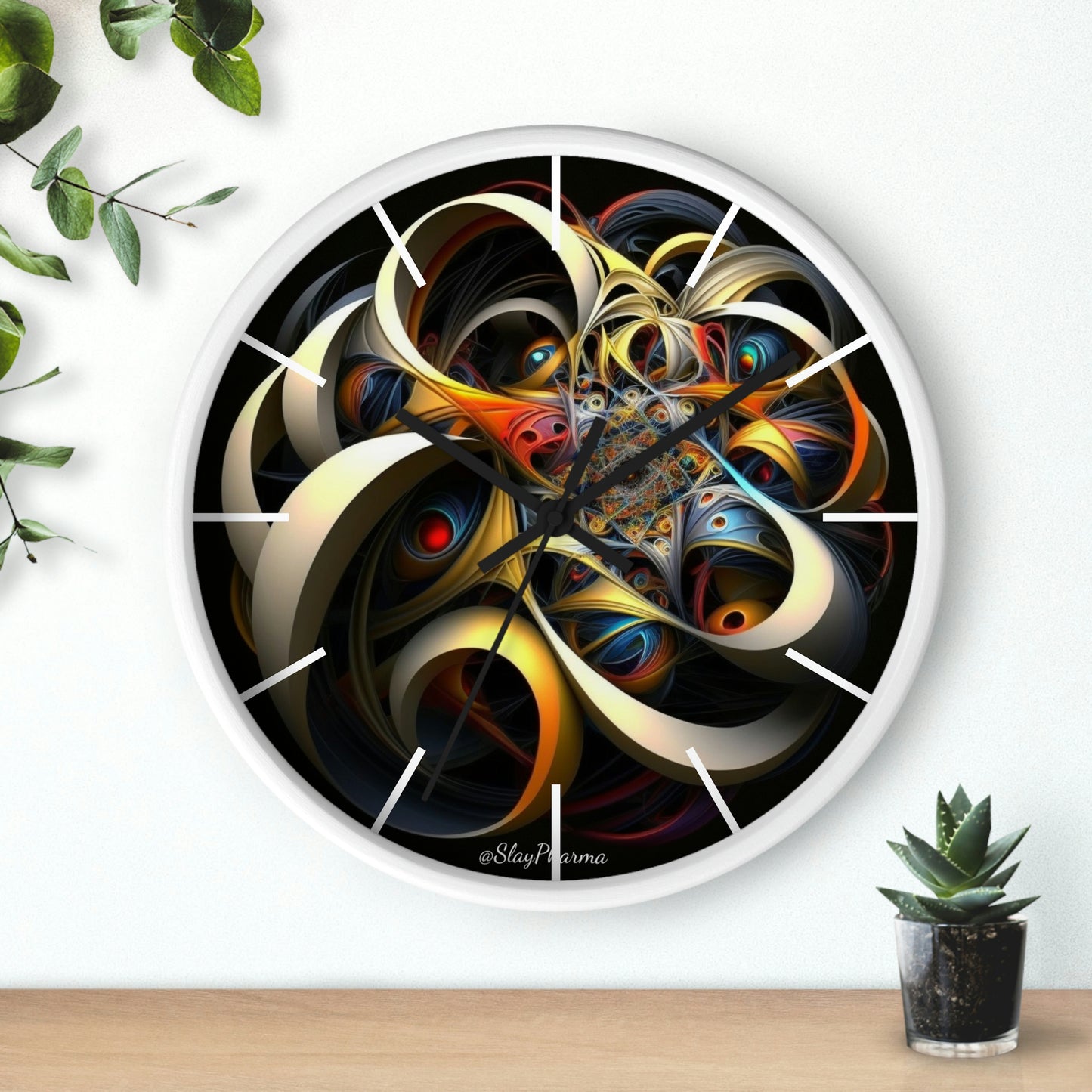 Geometric Wall Clock #6 w/ lines