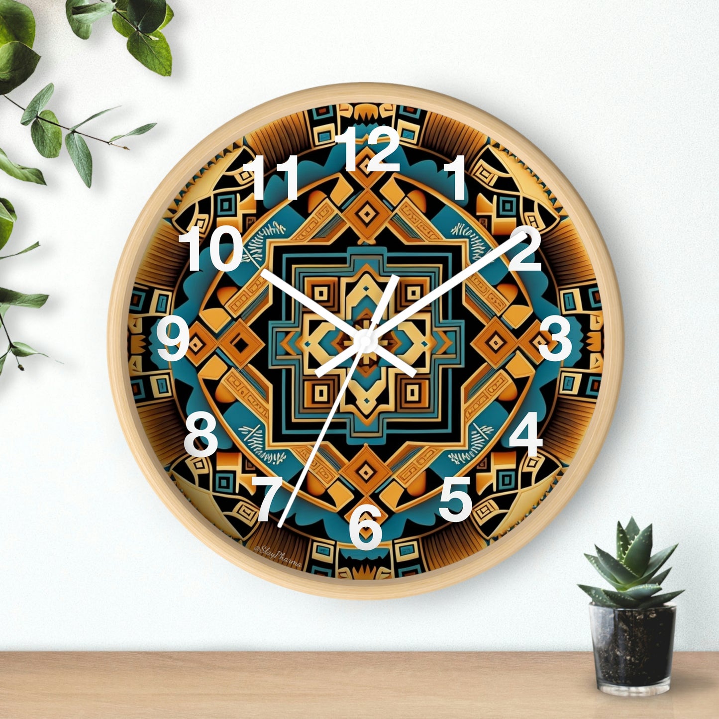 Native American pattern Wall Clock #3 w/ numbers