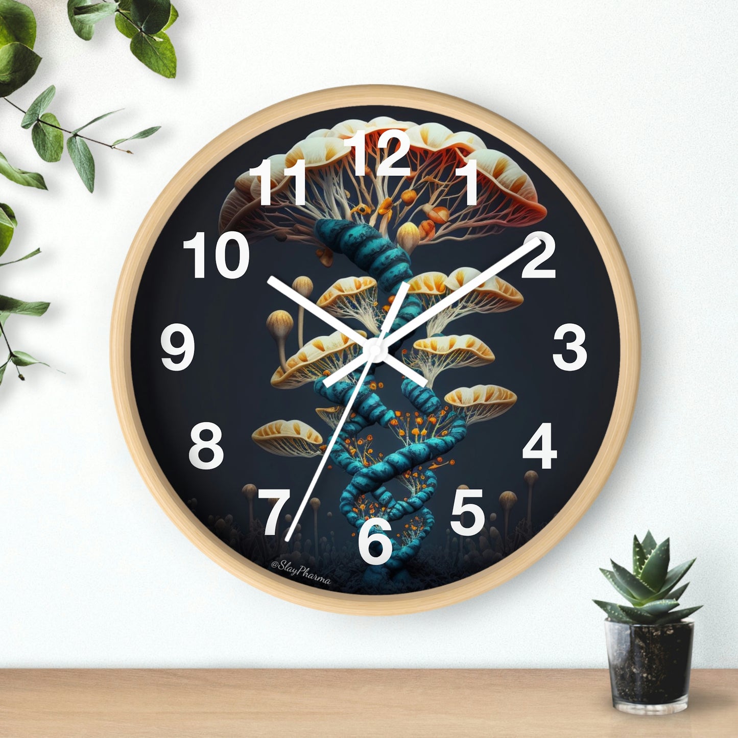 Infinite Mushroom DNA Wall Clock w/ numbers