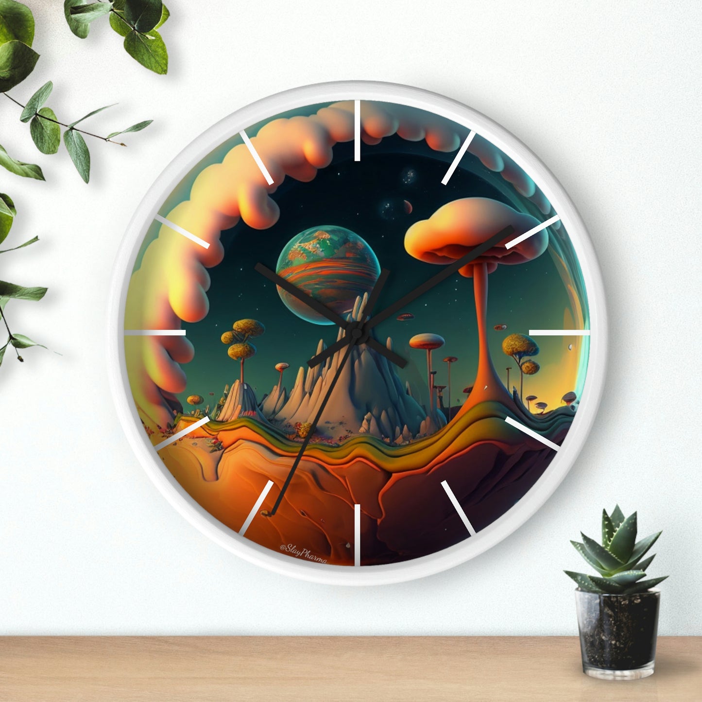 Other Worlds Wall Clock #4 w/ lines