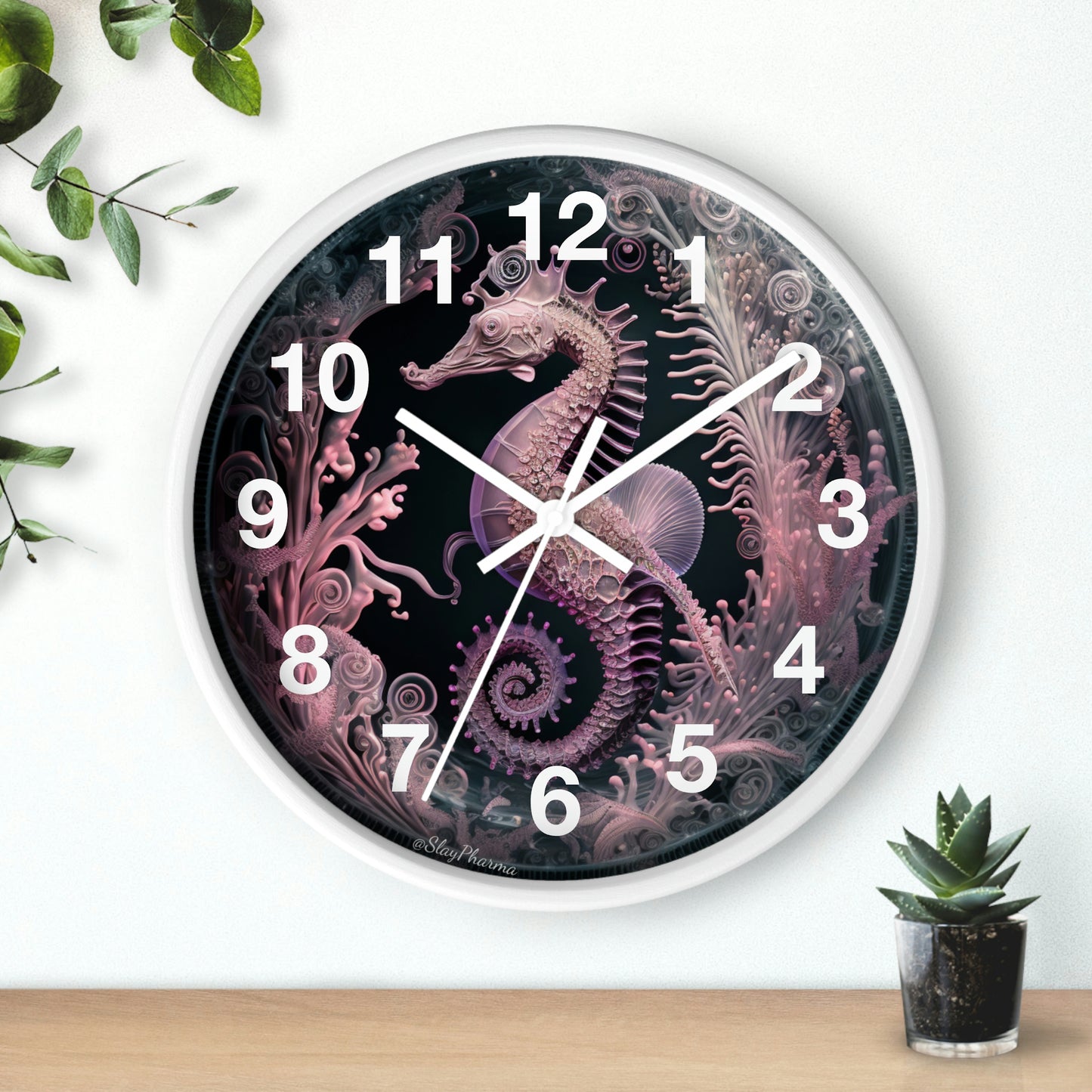 3D Seahorse Wall Clock w/ numbers