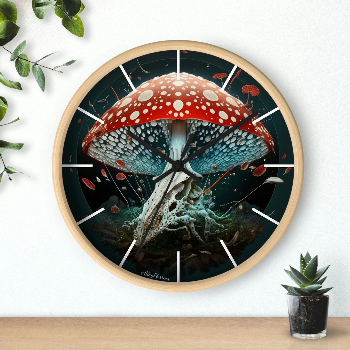 Amanita Dreams Wall Clock #4 w/ lines