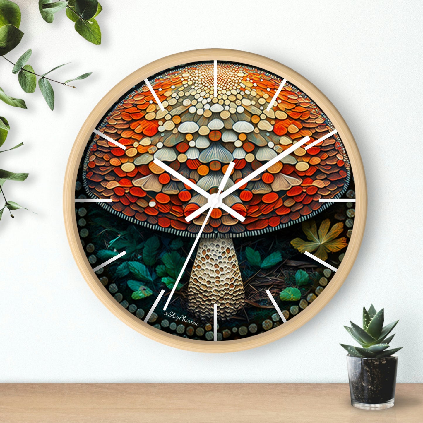 Once Upon a Mushroom Wall Clock w/ lines