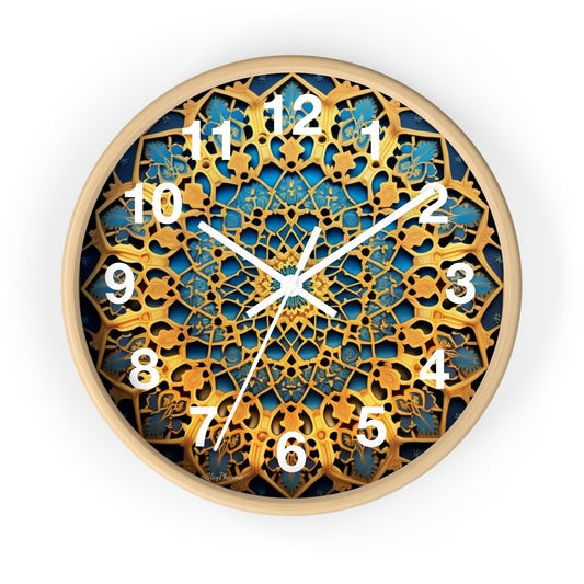 Muqarnas pattern Wall Clock w/ numbers