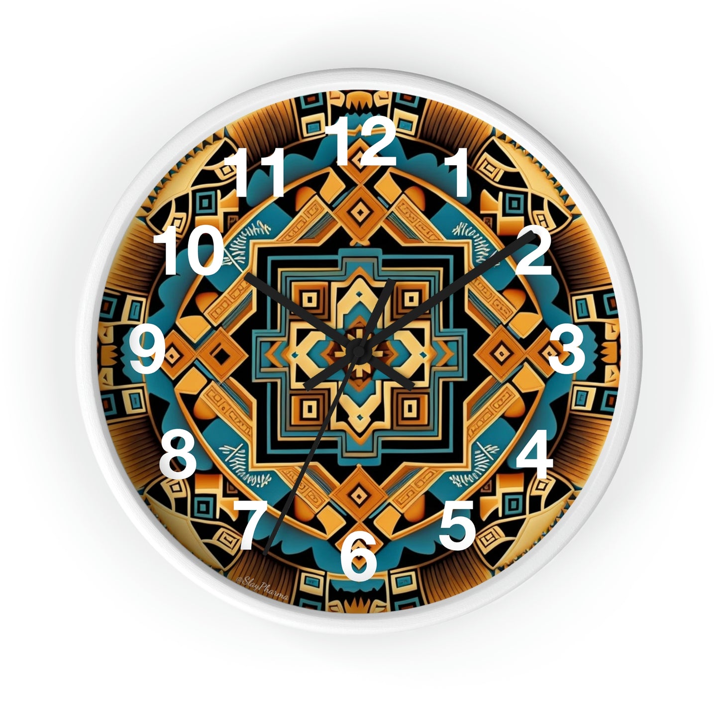 Native American pattern Wall Clock #3 w/ numbers