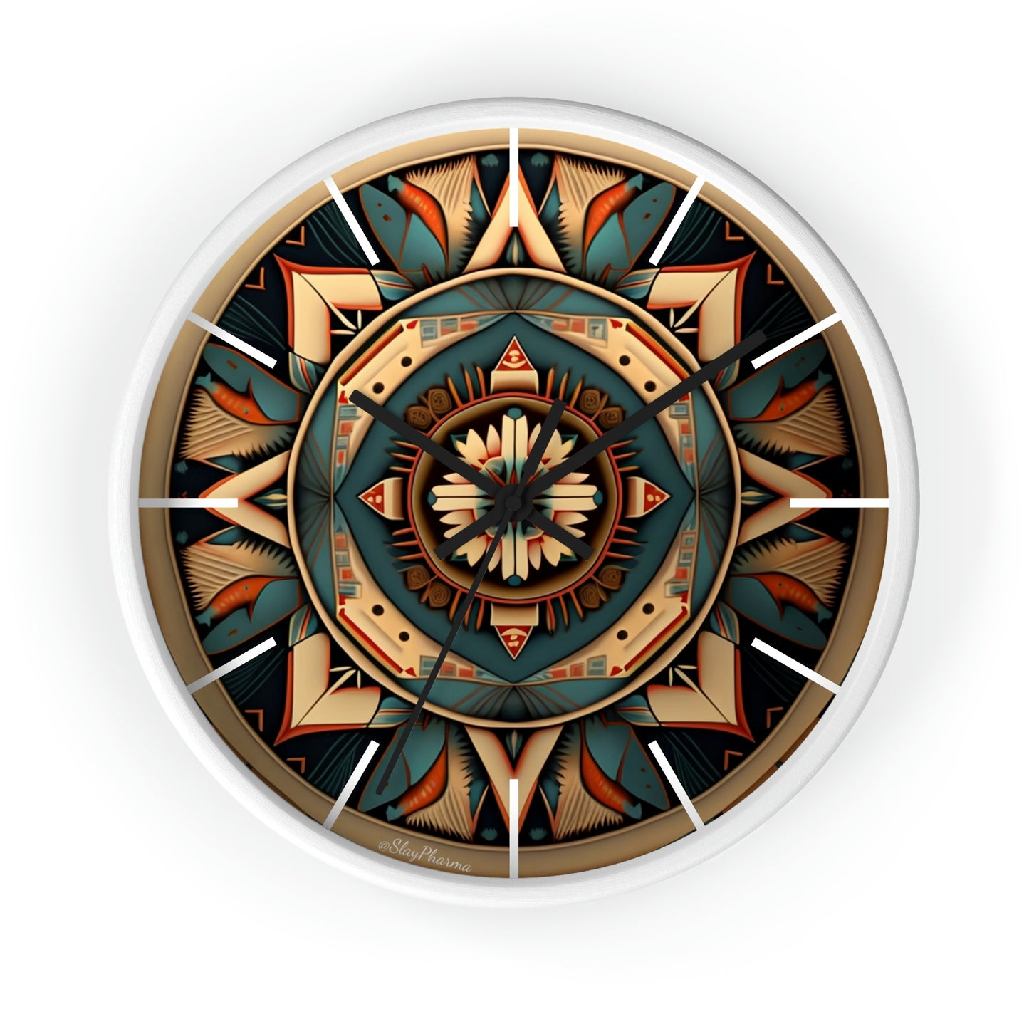 Native American pattern Wall Clock #1w/ lines