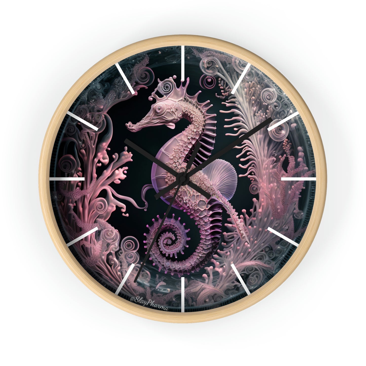 3D Seahorse Wall Clock w/ lines