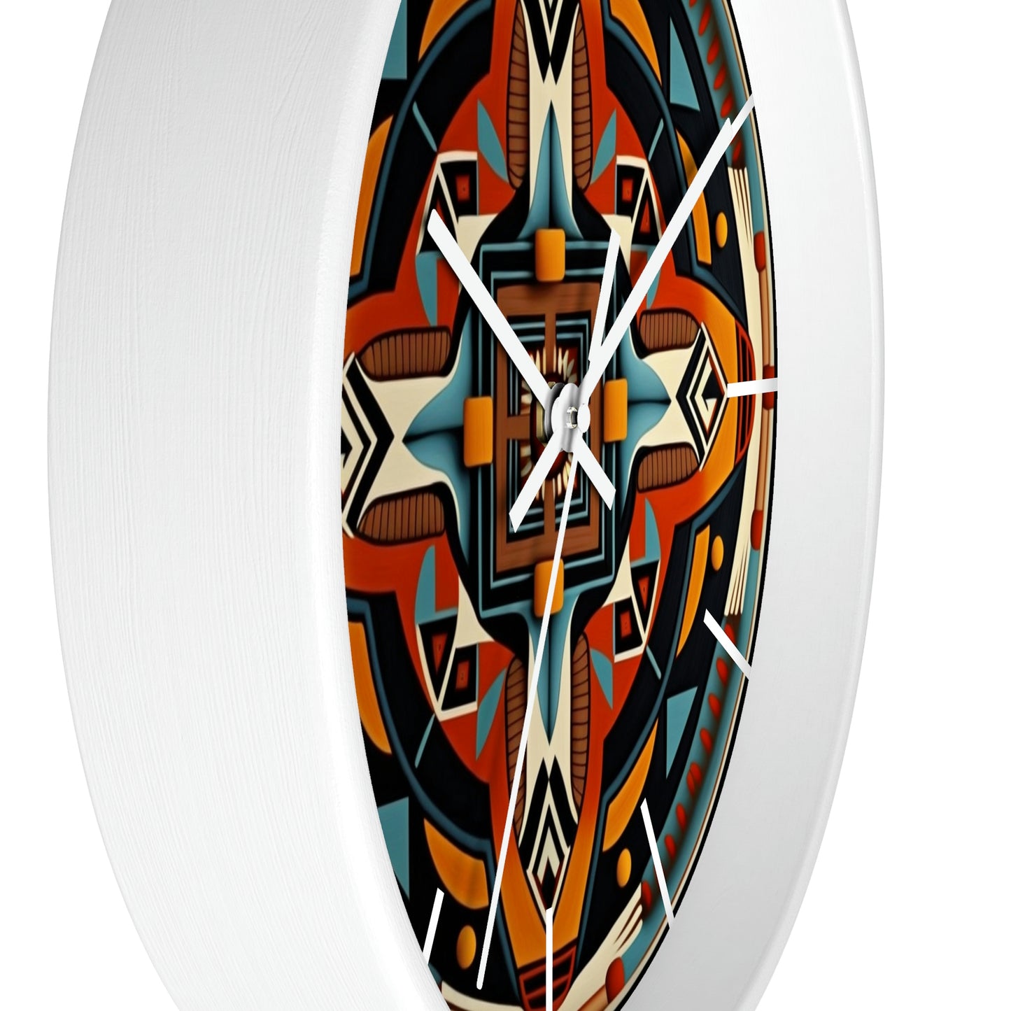 Native American pattern Wall Clock #5 w/ lines