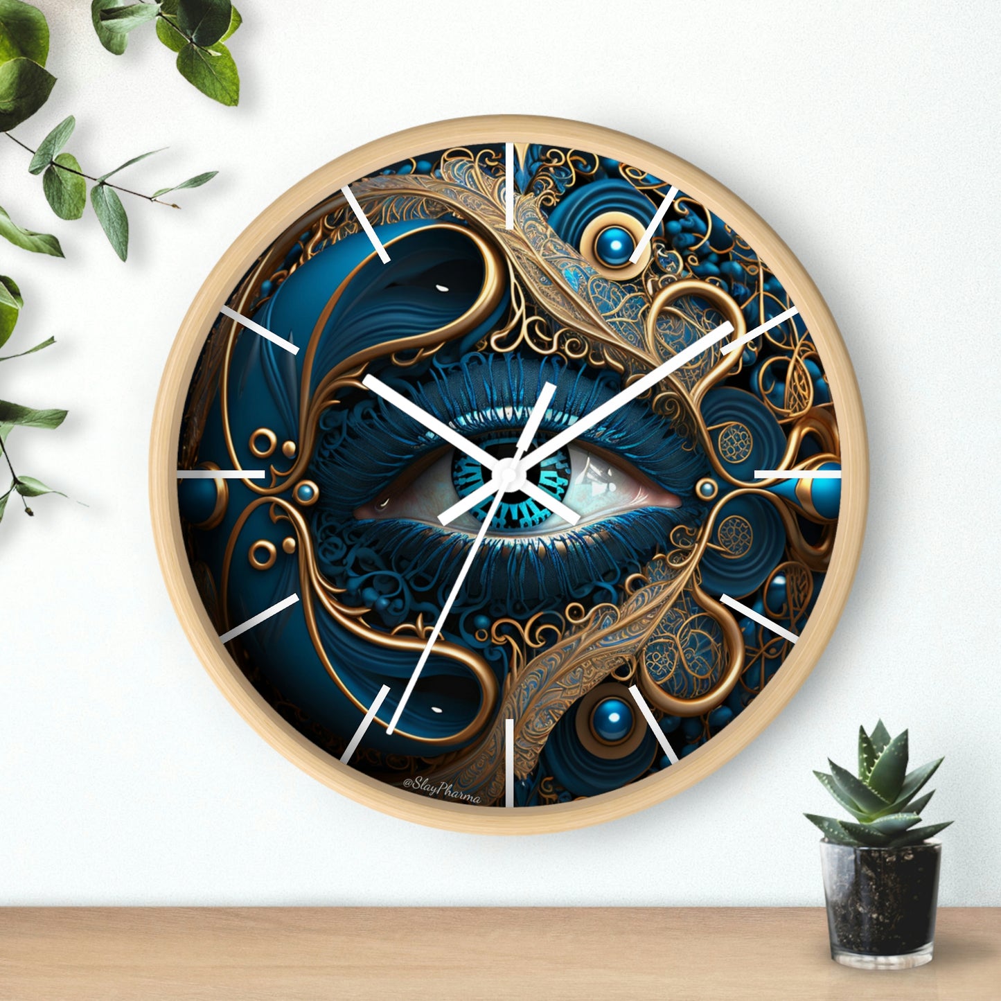 Peacock Dreamer Wall Clock #2 w/ lines