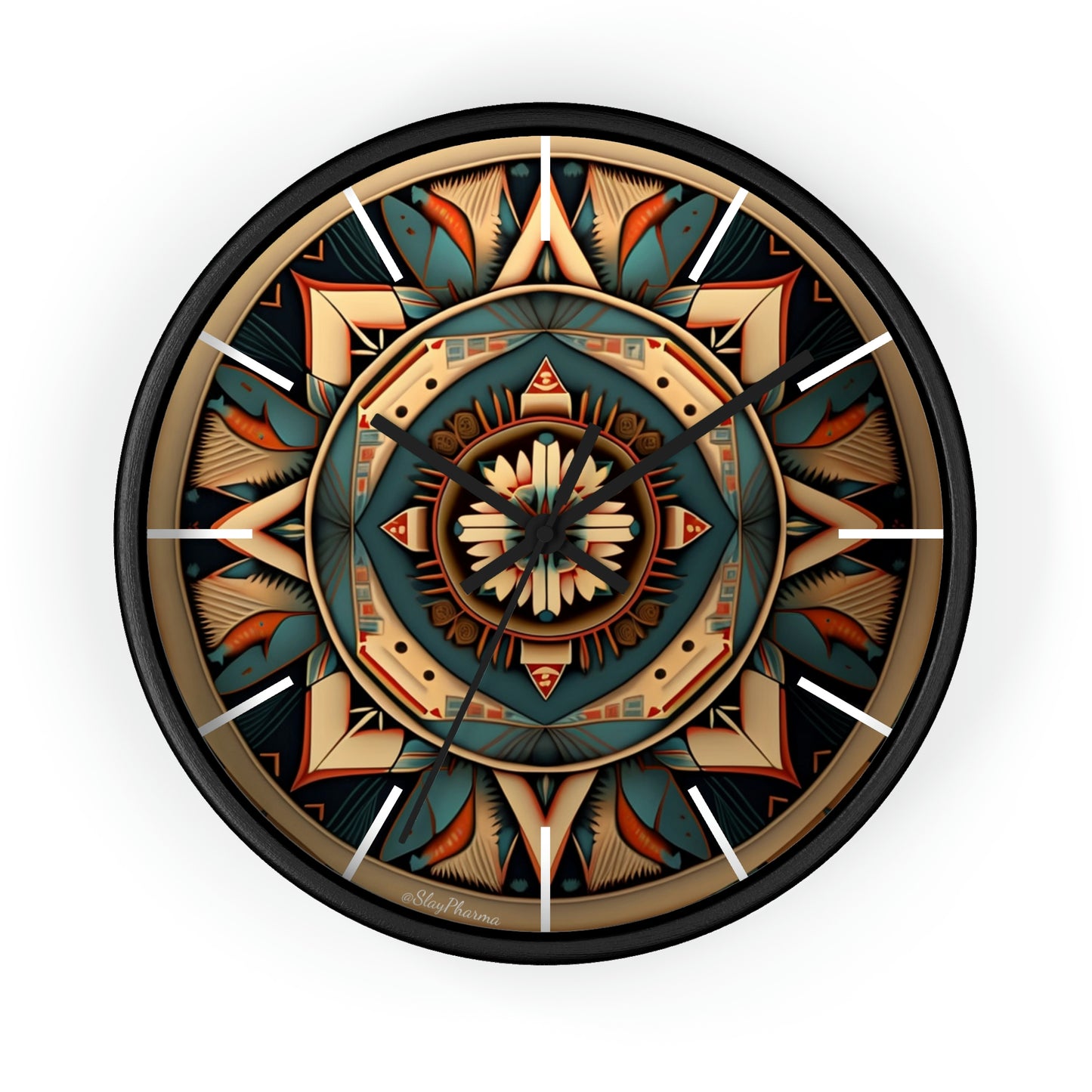 Native American pattern Wall Clock #1w/ lines