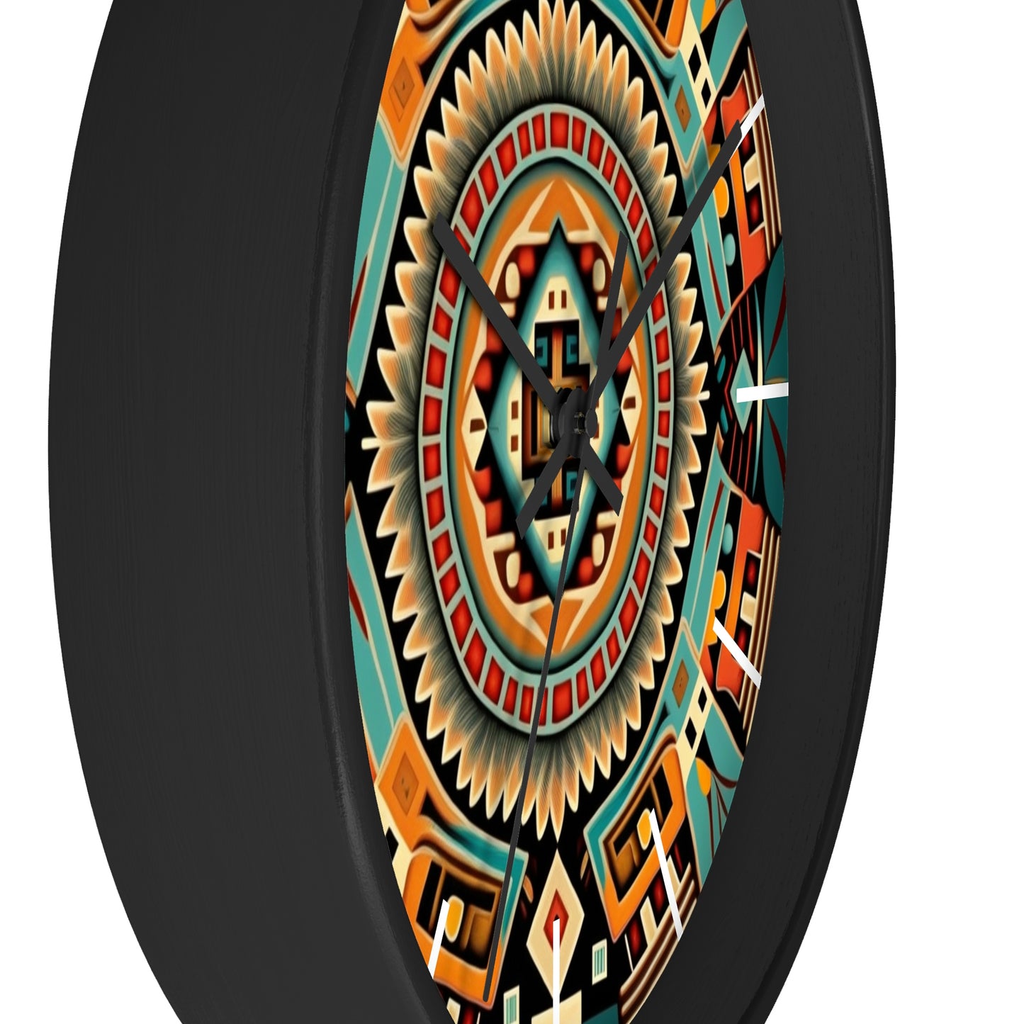 Native American pattern Wall Clock #4 w/ lines