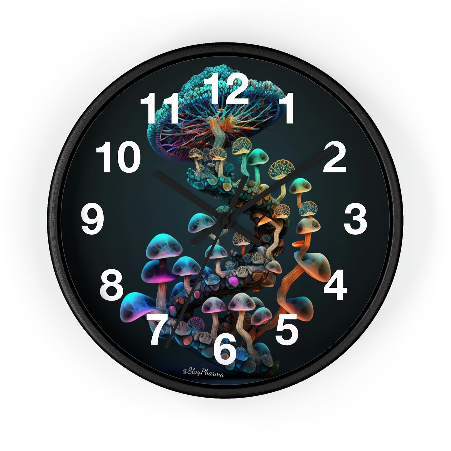 Infinite Mushroom DNA Wall Clock #3 w/ numbers