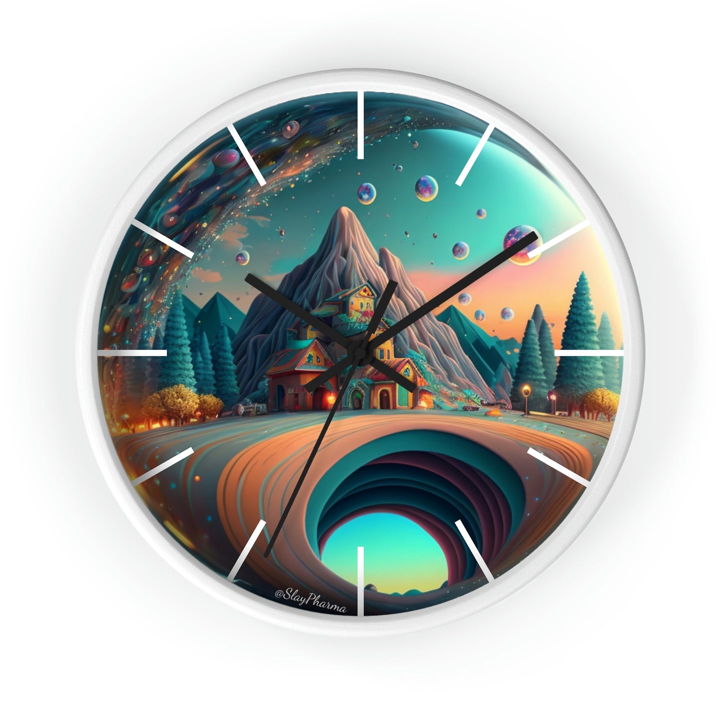 Other Worlds Wall Clock #3 w/ lines