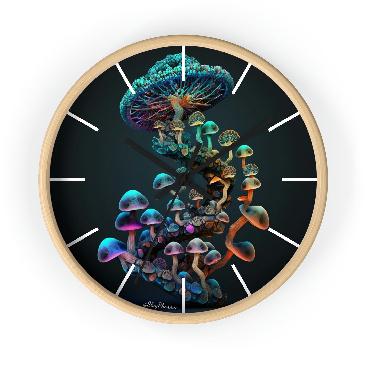 Infinite Mushroom DNA Wall Clock #3 w/ lines