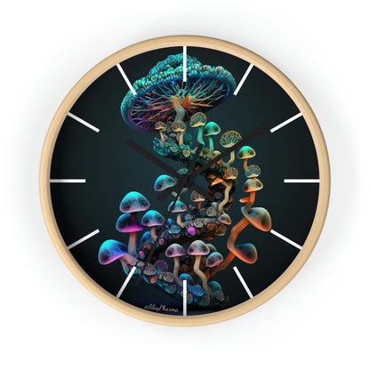 Infinite Mushroom DNA Wall Clock #3 w/ lines