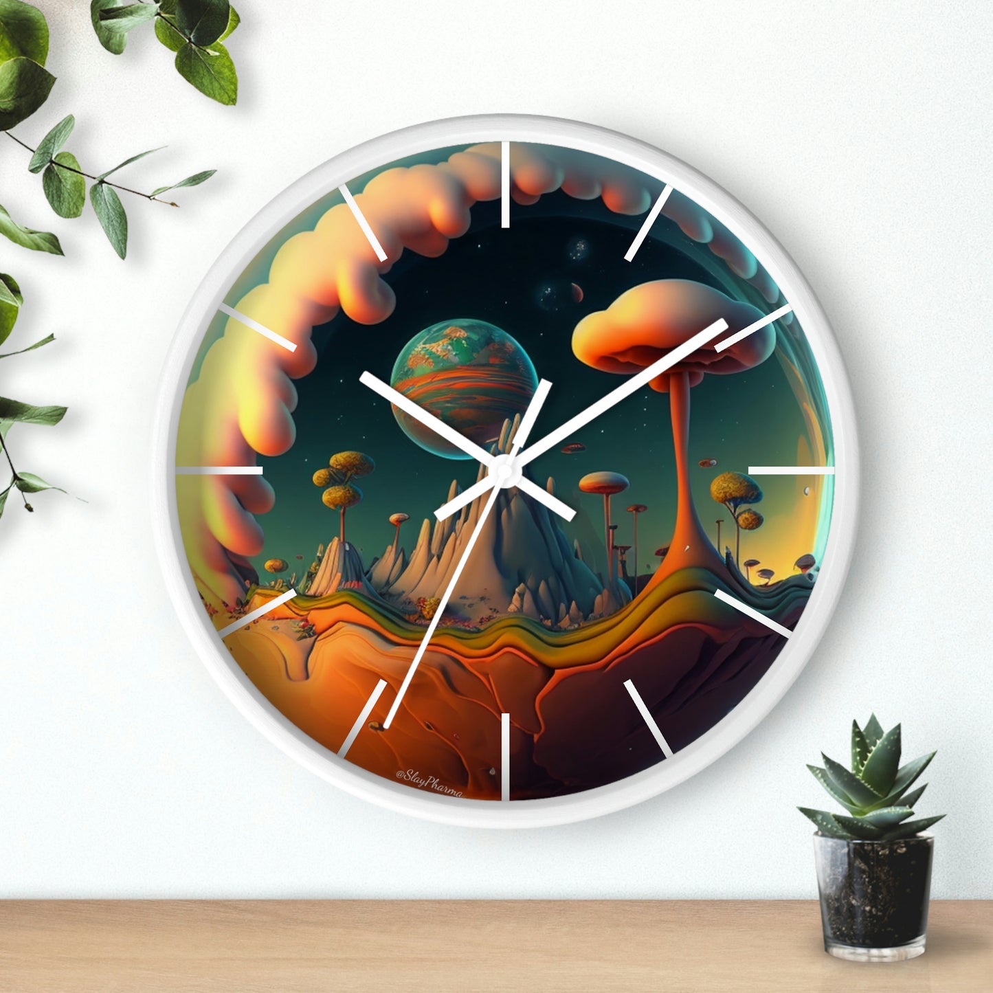 Other Worlds Wall Clock #4 w/ lines