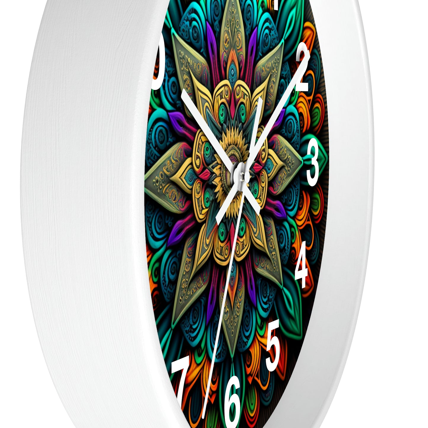 Mandala pattern Wall Clock #2 w/ numbers