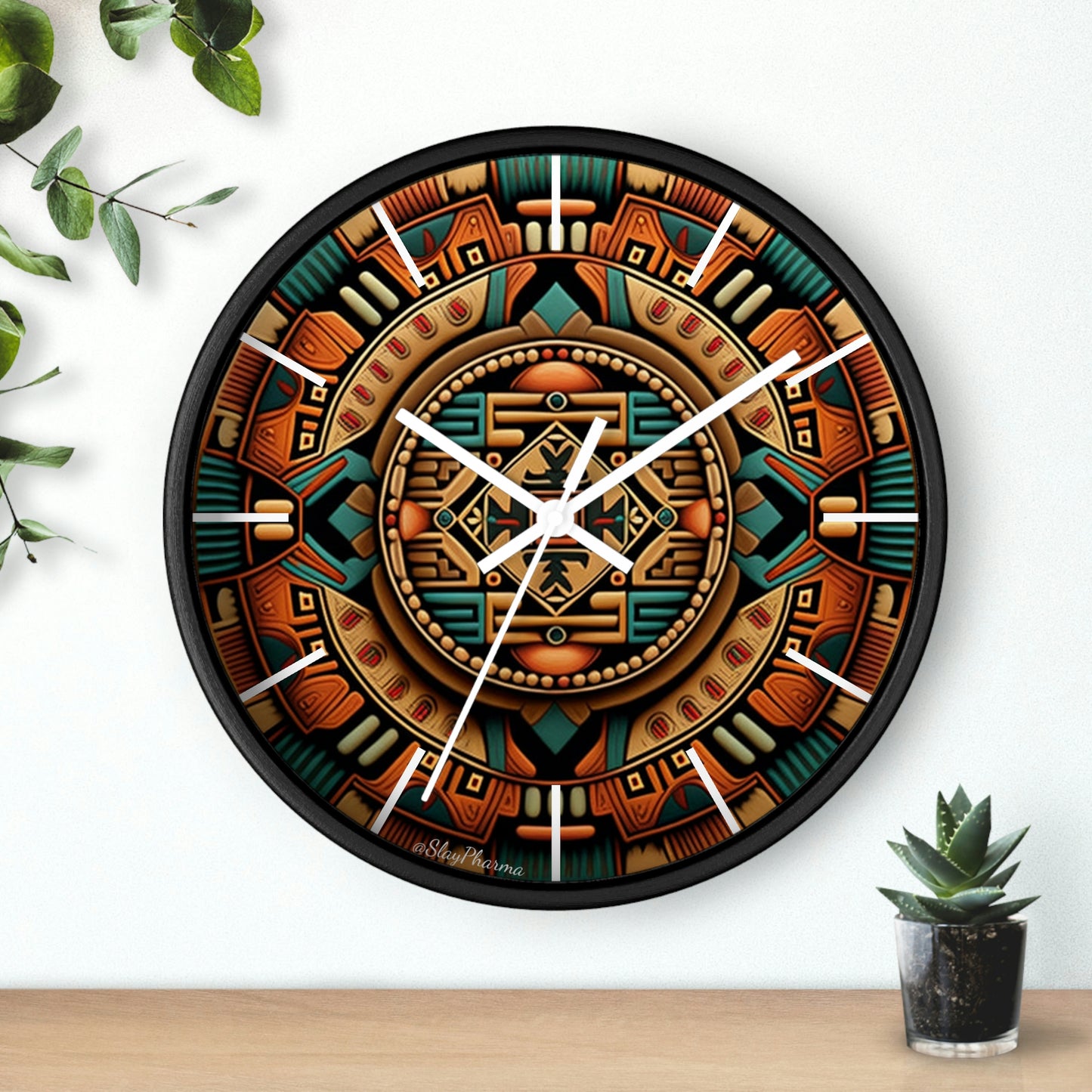 Native American pattern Wall Clock #2 w/ lines