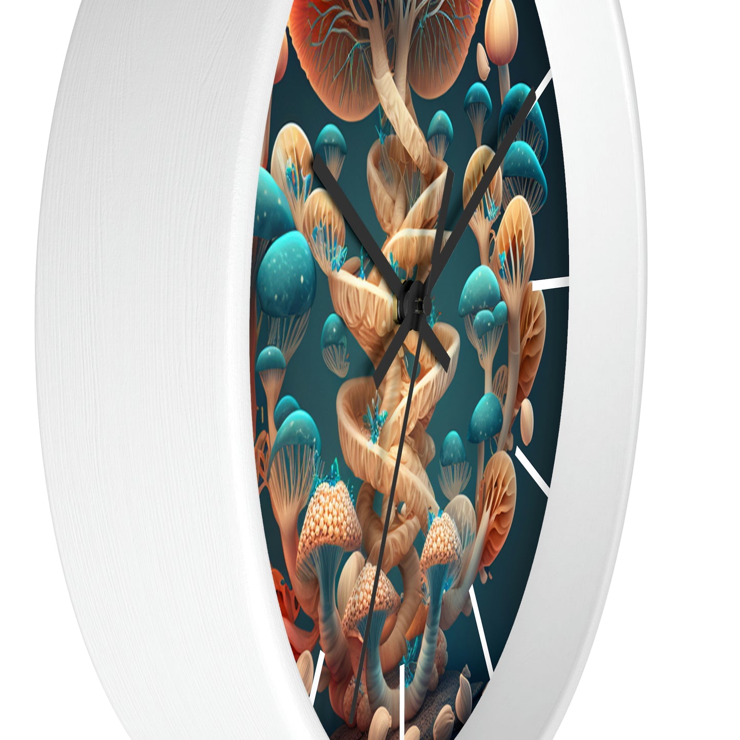 Infinite Mushroom DNA Wall Clock #2 w/ lines